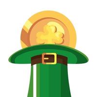 top hat and coin with clover vector