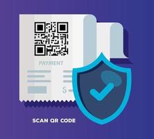 qr code paper and shield vector design