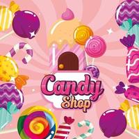 poster of candy shop with frame caramels vector