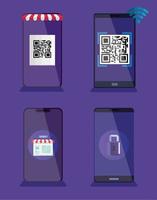 qr code and smartphones vector design