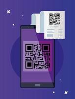 qr code paper and smartphone vector design