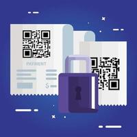 qr code paper and padlock vector design