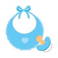 cute baby bib with pacifier isolated icon vector