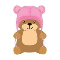 cute teddy bear with hat isolated icon vector