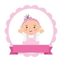 cute little baby girl in lace frame vector