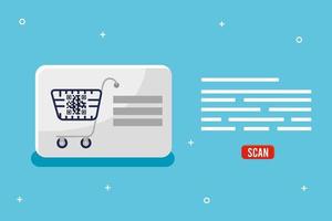 bar code inside shopping cart vector design