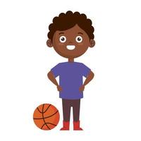 boy afro playing with ball vector