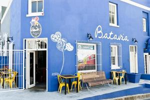 Ciudad del Cabo Sudáfrica 17 de enero de 2018 edificio azul Batavia Cafe en Bo-Kaap en Ciudad del Cabo. foto