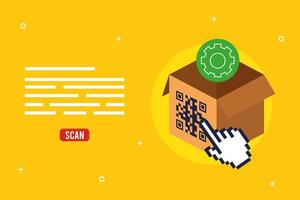 diseño de vector de cursor de mano de engranaje de caja de código qr