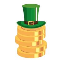 top hat and coins with clover vector