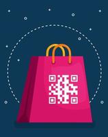 qr code over shopping bag vector design