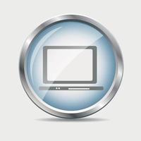 Computer Glossy Icon Vector Illustration