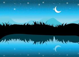 Nature Landscape with Reflection in Water. Vector llustration.