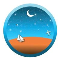 Travel Round Icons with the Landscape. Vector Illustration.