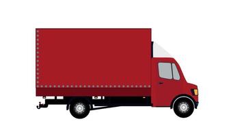 Red Small truck. Silhouette. Vector Illustration.