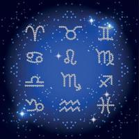 Set of Symbol Zodiac Sign Diamond. Vector Illustration.