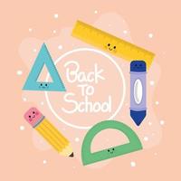 back to school kawaii suppplies vector