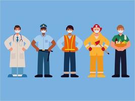 set men different professions vector