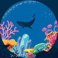 whale coral reef vector