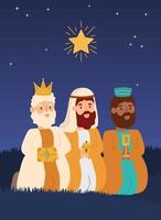 pesebre tres reyes sabios vector