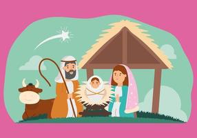 cute manger scenery vector