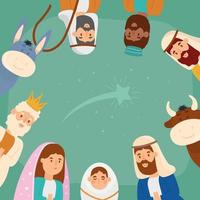 celebration nativity, manger vector