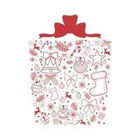 christmas icons shaped gift vector