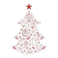 iconos de decoración navideña en forma de árbol vector