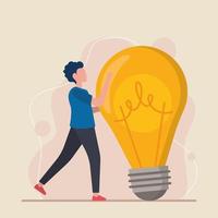 man with bulb idea vector