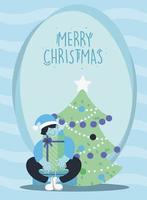 merry christmas motif card vector