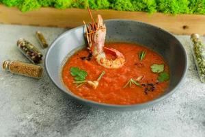 Close up of a spanish cold vegetable soup gazpacho