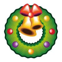 corona de navidad con campanas vector