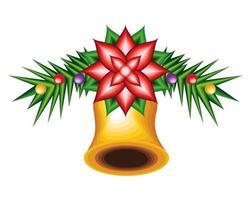 campana de navidad con flor vector