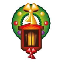 christmas wreath and lamp vector