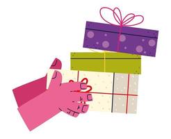 hand with gifts vector
