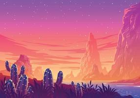 Twilight Canyon Landscape Illustration vector