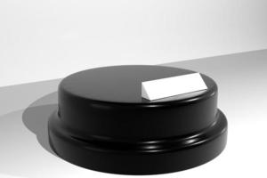 3D Rendering Balck Biggest Cylinder Glossy Display Background Mokcup. photo