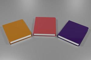 3D Rendering Three Books Blank for Mock Up photo