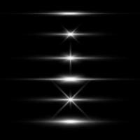 Horizontal flash light element isolate on black background. vector glowing sparkle design template. set blur flash light vector design template.