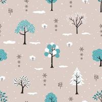 árbol del bosque de navidad en invierno de patrones sin fisuras para papel decorativo, de tela, textil, de impresión o de regalo vector