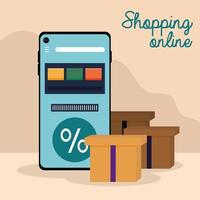 consumismo de compras online vector