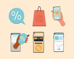 icon set of shopping online vector