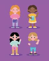 set of student girls vector