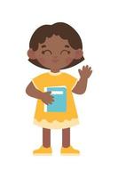 girl afro with book vector