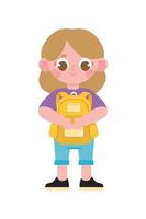 cute girl with backpack vector