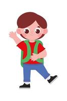 little boy with backpack vector