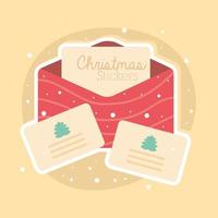 christmas envelope and stickers vector