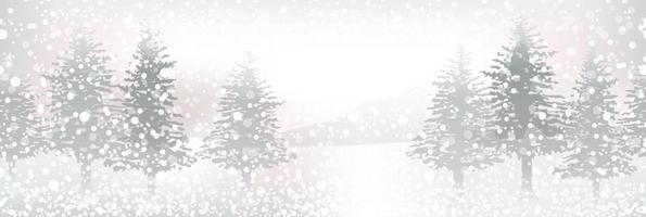 Seamless Winter Forest Background, Vector Illustration. Horizontally Repeatable.