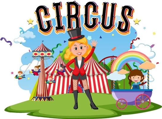 Circus logo design with magician girl