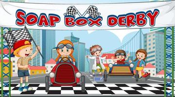 Outdoor scene with children racing car vector